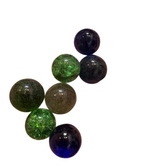 Vintage Blue Glass Jar With Wire Clamp with Glass Marbles - Picture 6 of 9